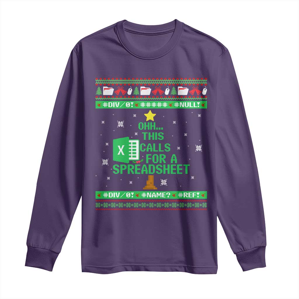Funny Excel Christmas Tree Long Sleeve Shirt This Calls for a Spreadsheet Xmas DIV0 Errors - Wonder Print Shop