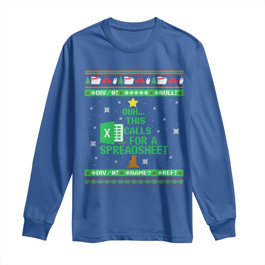 Funny Excel Christmas Tree Long Sleeve Shirt This Calls for a Spreadsheet Xmas DIV0 Errors - Wonder Print Shop