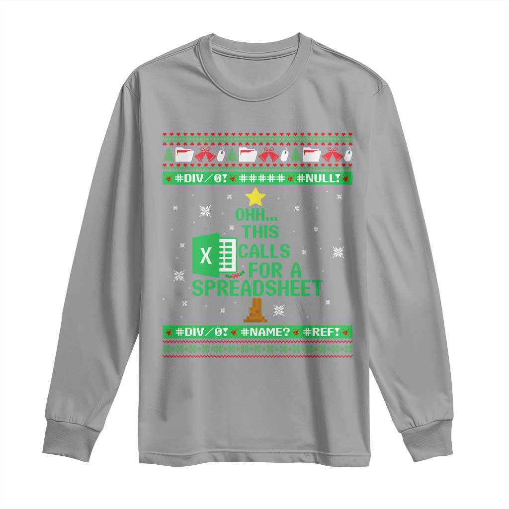 Funny Excel Christmas Tree Long Sleeve Shirt This Calls for a Spreadsheet Xmas DIV0 Errors - Wonder Print Shop