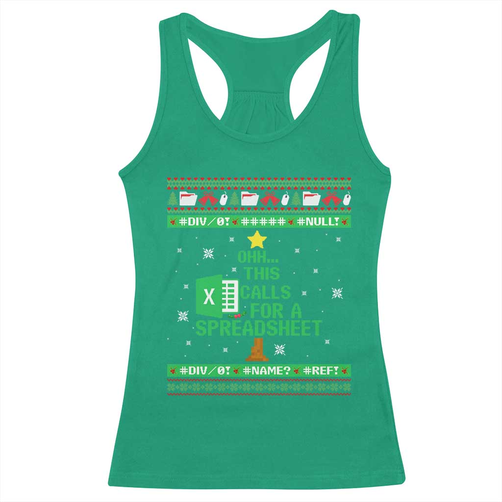 Funny Excel Christmas Tree Racerback Tank Top This Calls for a Spreadsheet Xmas DIV0 Errors - Wonder Print Shop