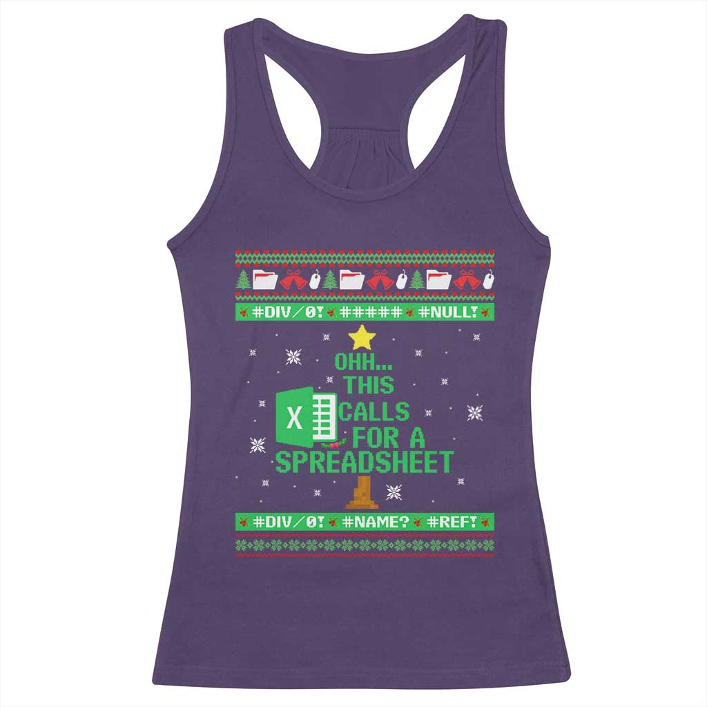 Funny Excel Christmas Tree Racerback Tank Top This Calls for a Spreadsheet Xmas DIV0 Errors - Wonder Print Shop