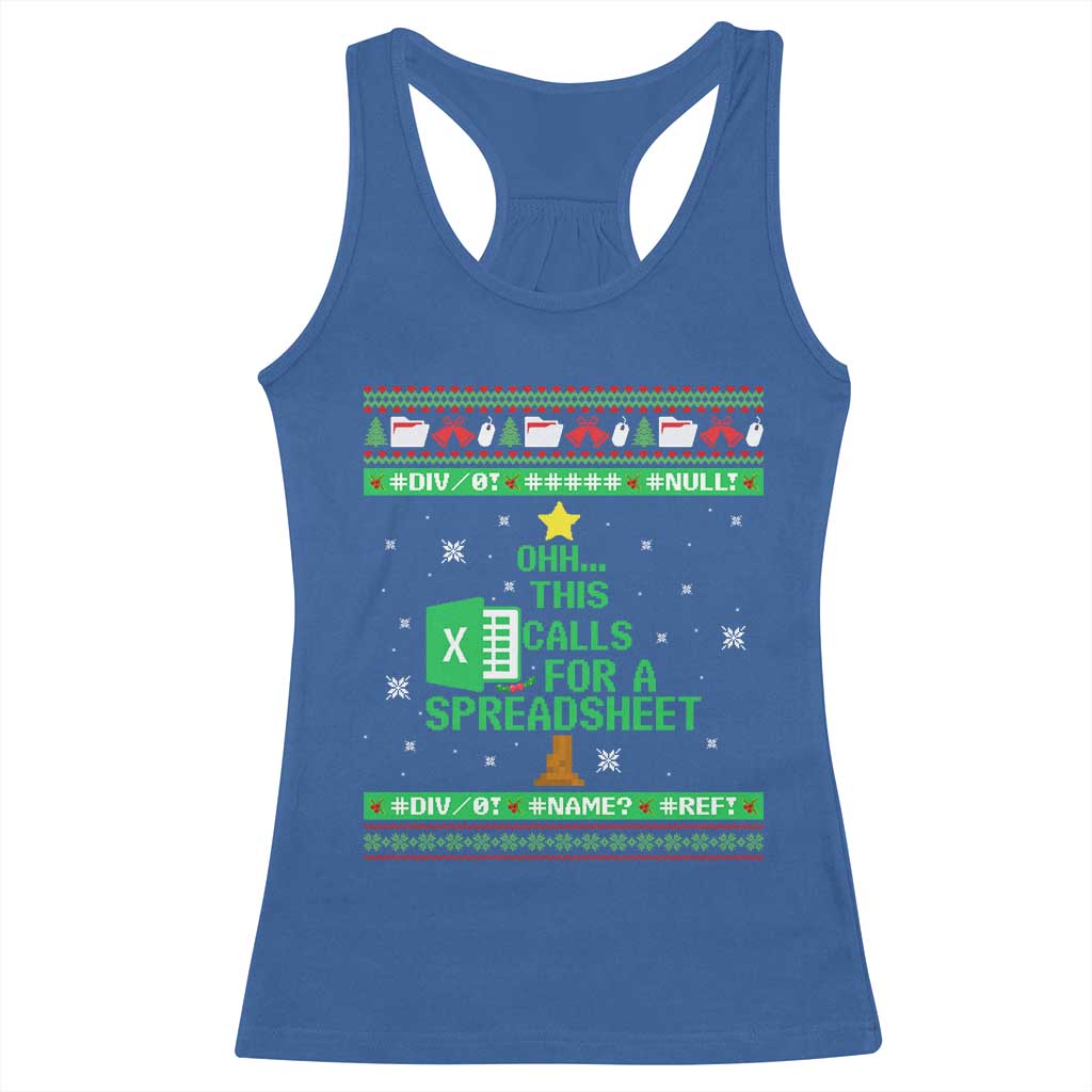 Funny Excel Christmas Tree Racerback Tank Top This Calls for a Spreadsheet Xmas DIV0 Errors - Wonder Print Shop