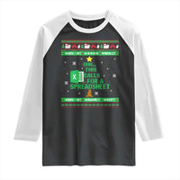 Funny Excel Christmas Tree Raglan Shirt This Calls for a Spreadsheet Xmas DIV0 Errors - Wonder Print Shop