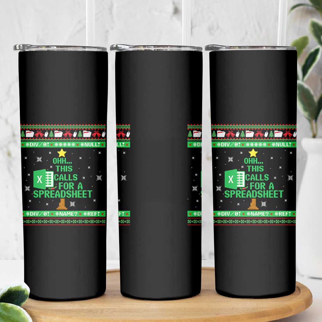 Funny Excel Christmas Tree Skinny Tumbler This Calls for a Spreadsheet Xmas DIV0 Errors - Wonder Print Shop