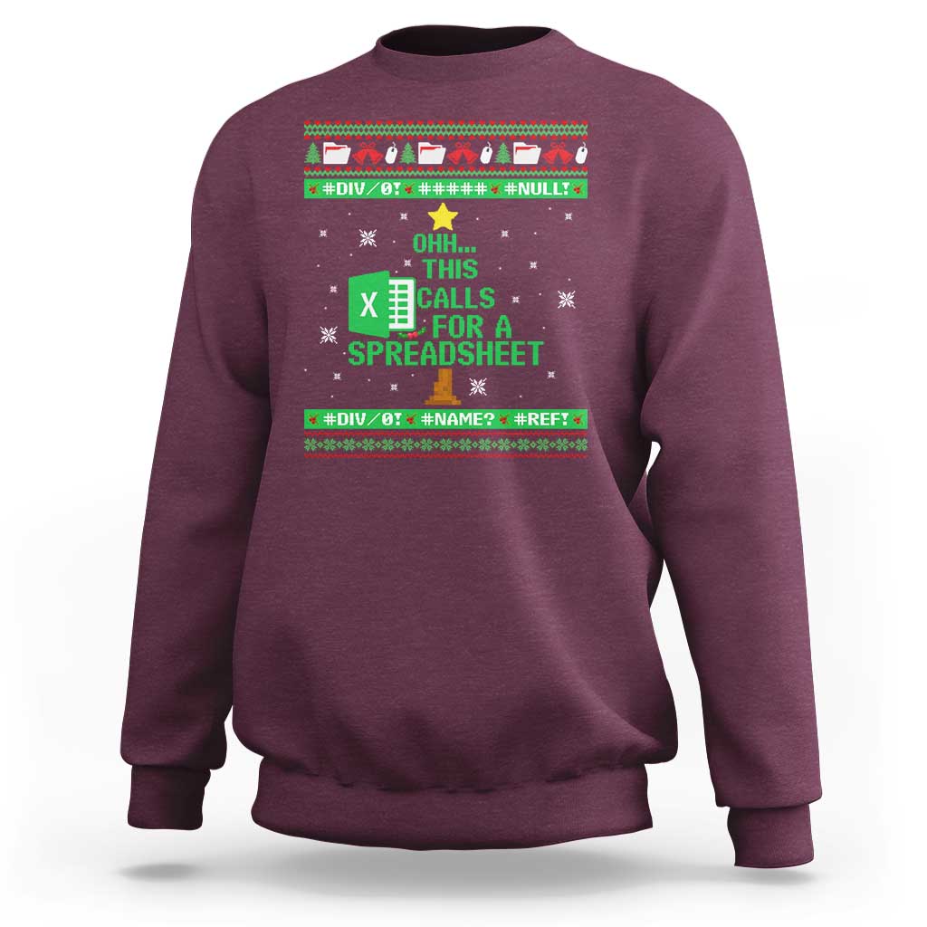Funny Excel Christmas Tree Sweatshirt This Calls for a Spreadsheet Xmas DIV0 Errors - Wonder Print Shop