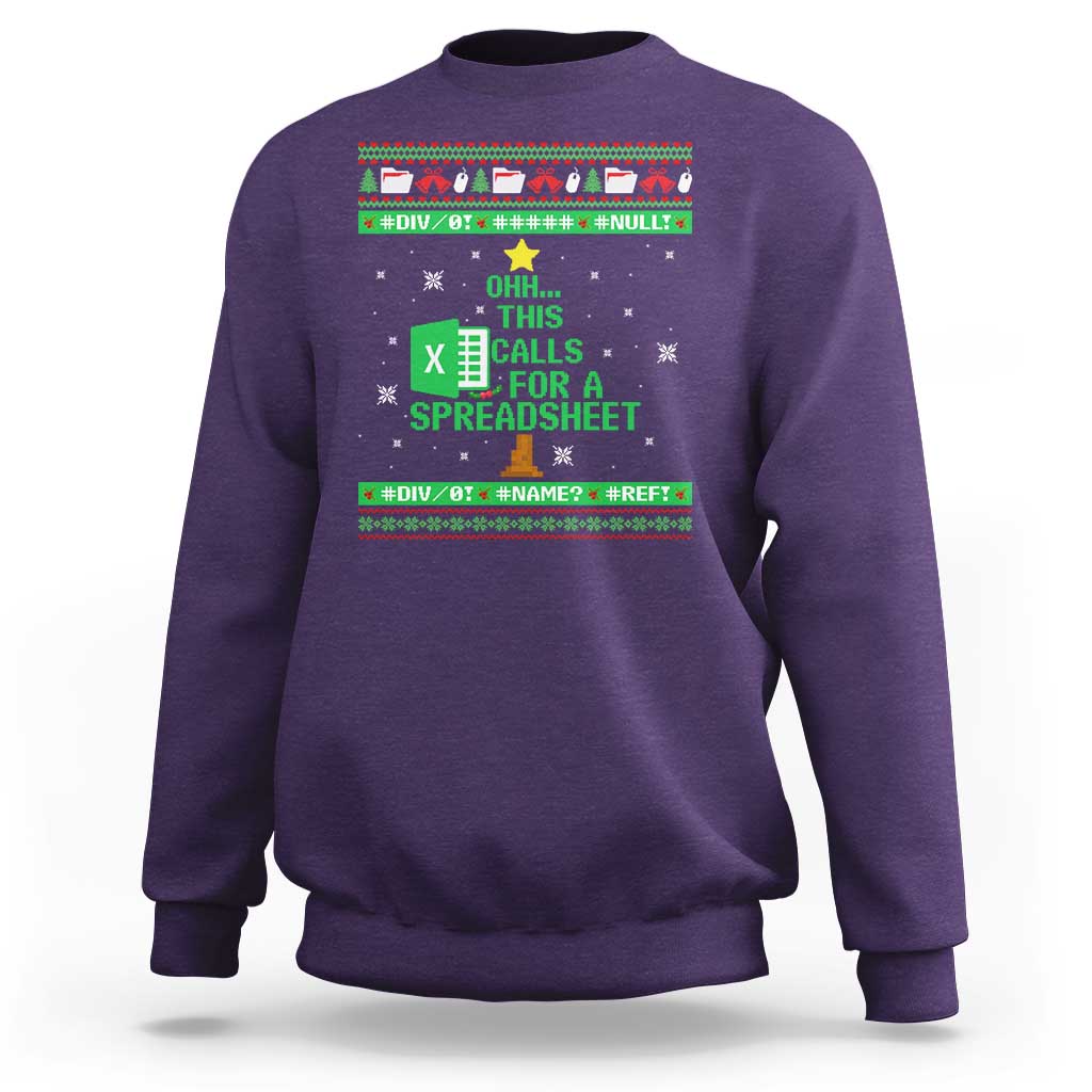 Funny Excel Christmas Tree Sweatshirt This Calls for a Spreadsheet Xmas DIV0 Errors - Wonder Print Shop