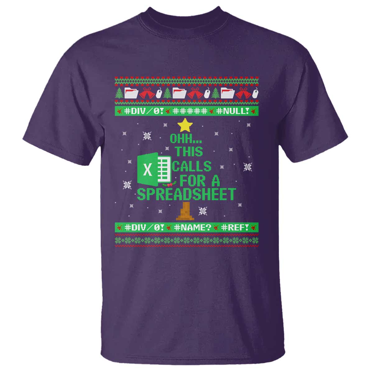 Funny Excel Christmas Tree T Shirt This Calls for a Spreadsheet Xmas DIV0 Errors - Wonder Print Shop