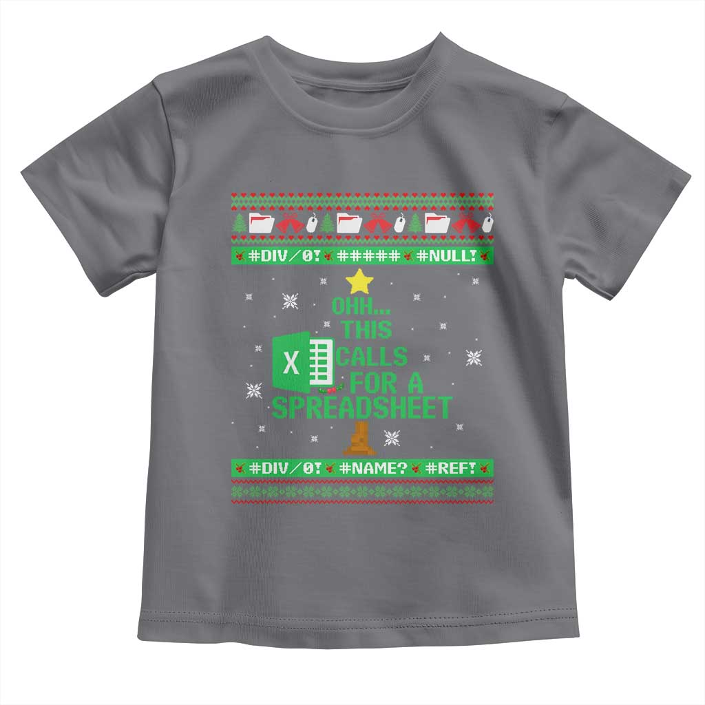 Funny Excel Christmas Tree Toddler T Shirt This Calls for a Spreadsheet Xmas DIV0 Errors - Wonder Print Shop
