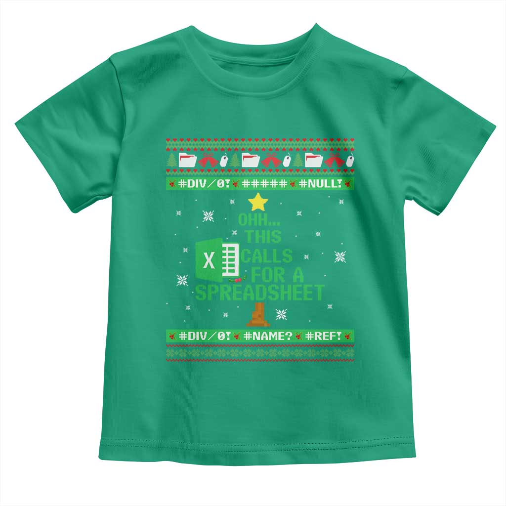 Funny Excel Christmas Tree Toddler T Shirt This Calls for a Spreadsheet Xmas DIV0 Errors - Wonder Print Shop