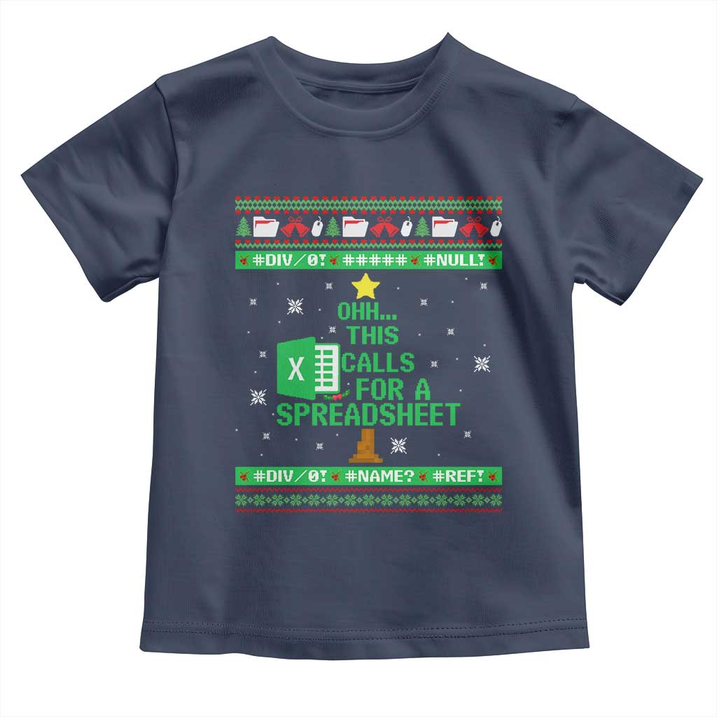 Funny Excel Christmas Tree Toddler T Shirt This Calls for a Spreadsheet Xmas DIV0 Errors - Wonder Print Shop