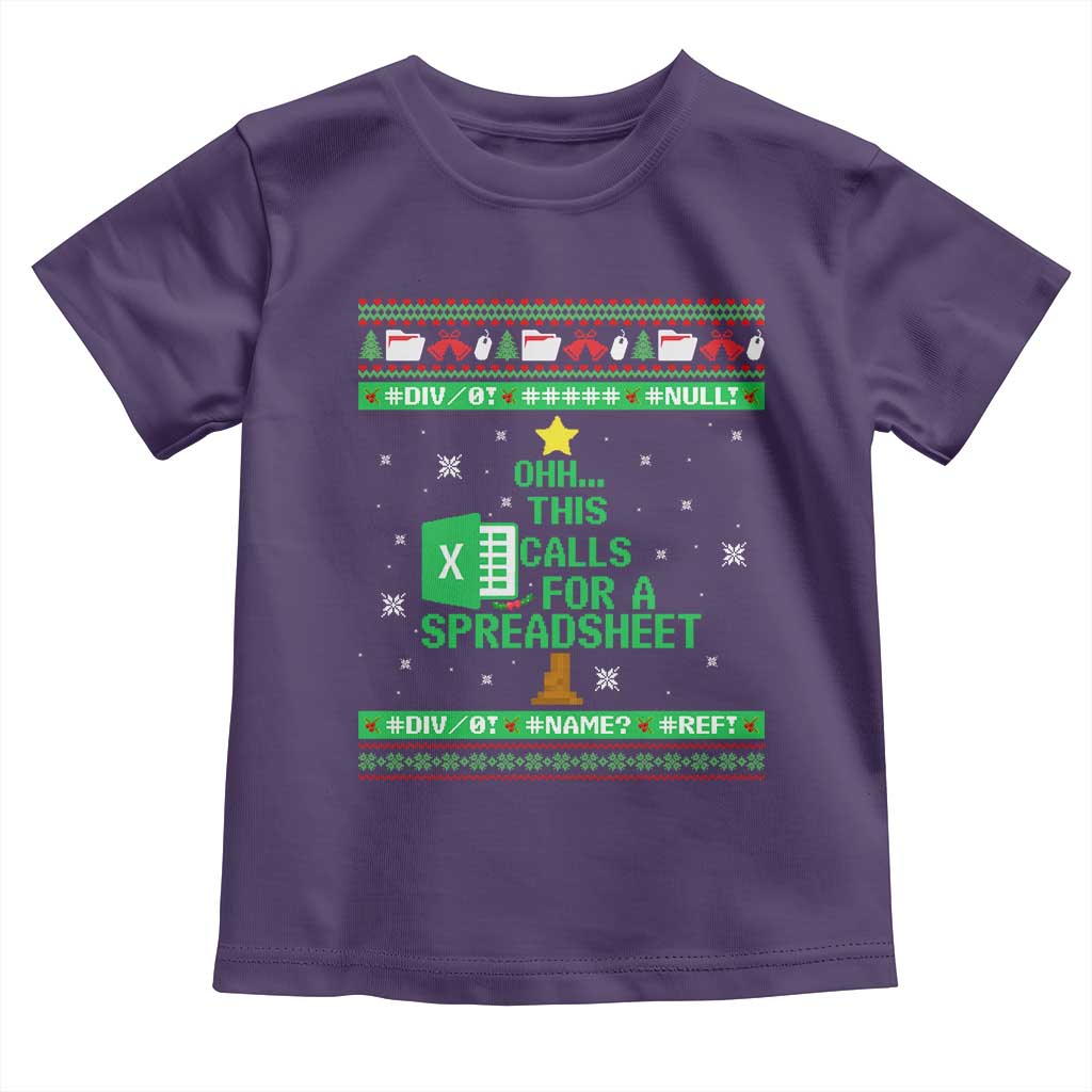 Funny Excel Christmas Tree Toddler T Shirt This Calls for a Spreadsheet Xmas DIV0 Errors - Wonder Print Shop