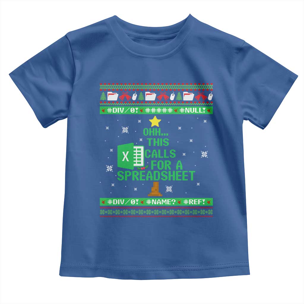 Funny Excel Christmas Tree Toddler T Shirt This Calls for a Spreadsheet Xmas DIV0 Errors - Wonder Print Shop
