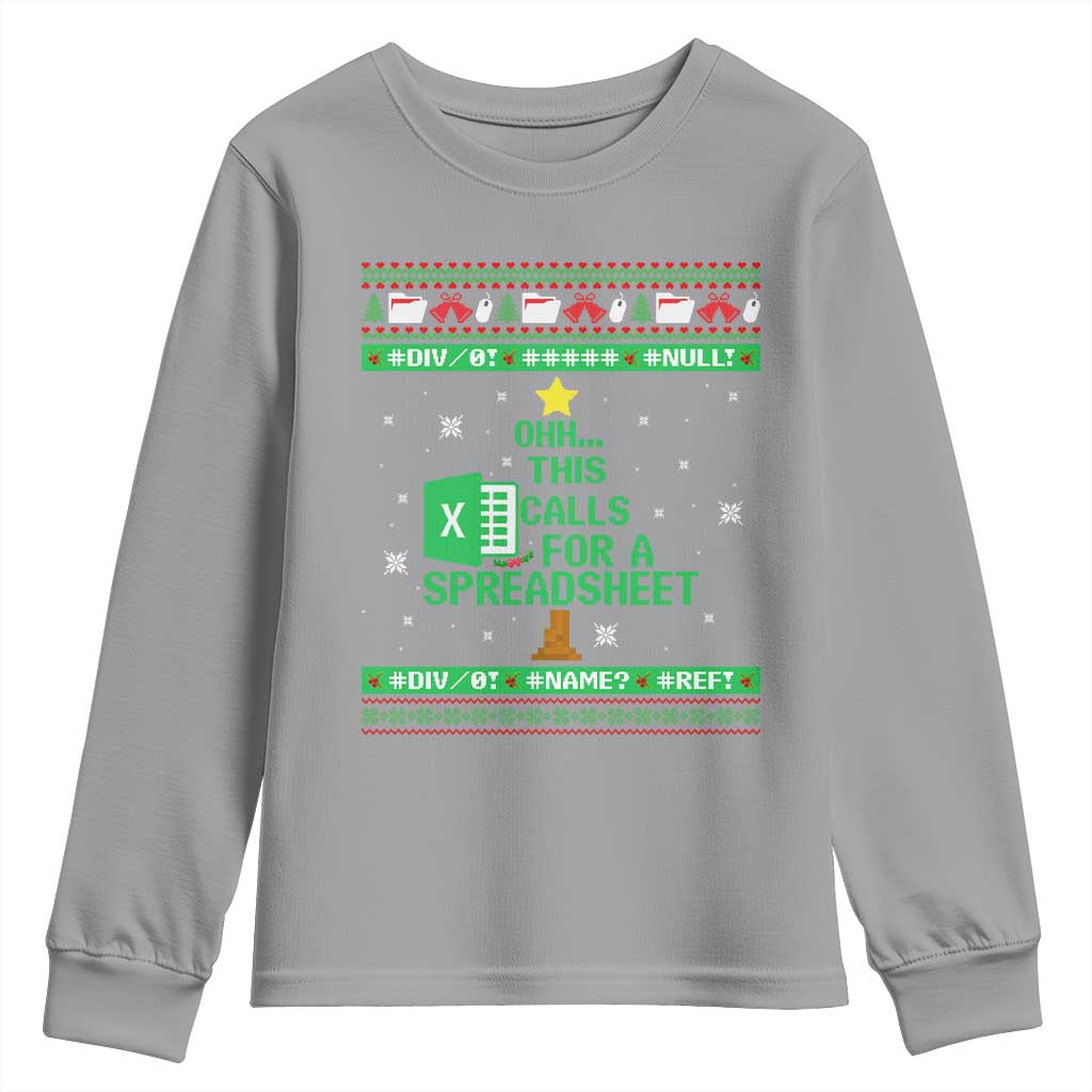 Funny Excel Christmas Tree Youth Sweatshirt This Calls for a Spreadsheet Xmas DIV0 Errors - Wonder Print Shop