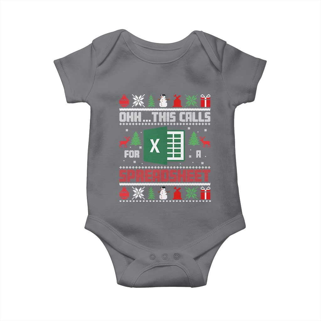 This Calls for a Spreadsheet Christmas Baby Onesie Funny Excel Xmas Gift for Data Nerds Accountants - Wonder Print Shop