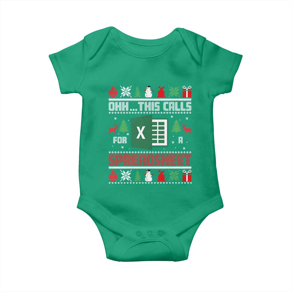 This Calls for a Spreadsheet Christmas Baby Onesie Funny Excel Xmas Gift for Data Nerds Accountants - Wonder Print Shop