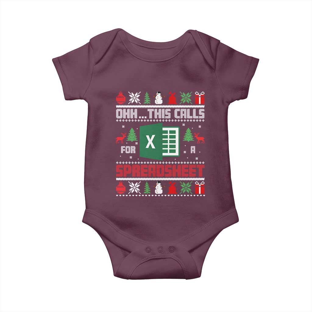 This Calls for a Spreadsheet Christmas Baby Onesie Funny Excel Xmas Gift for Data Nerds Accountants - Wonder Print Shop