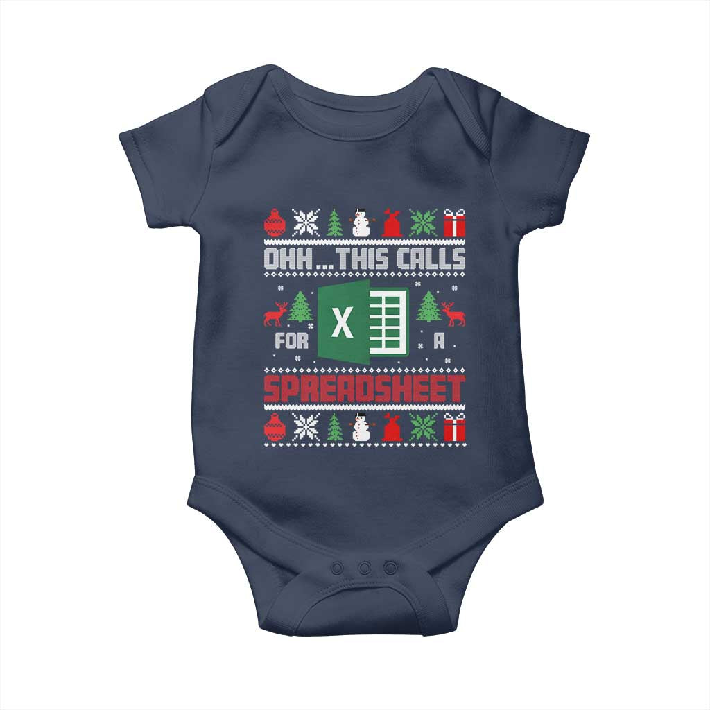 This Calls for a Spreadsheet Christmas Baby Onesie Funny Excel Xmas Gift for Data Nerds Accountants - Wonder Print Shop
