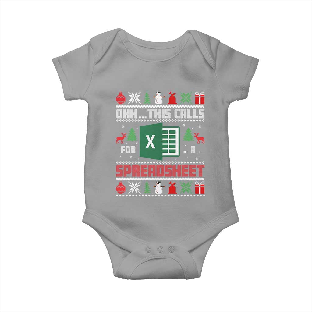 This Calls for a Spreadsheet Christmas Baby Onesie Funny Excel Xmas Gift for Data Nerds Accountants - Wonder Print Shop