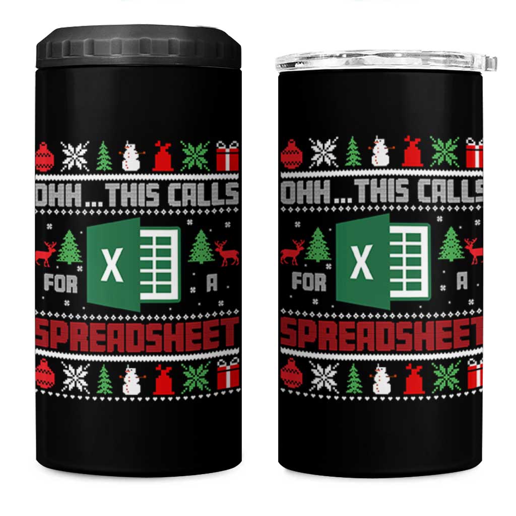 This Calls for a Spreadsheet Christmas 4 in 1 Can Cooler Tumbler Funny Excel Xmas Gift for Data Nerds Accountants - Wonder Print Shop