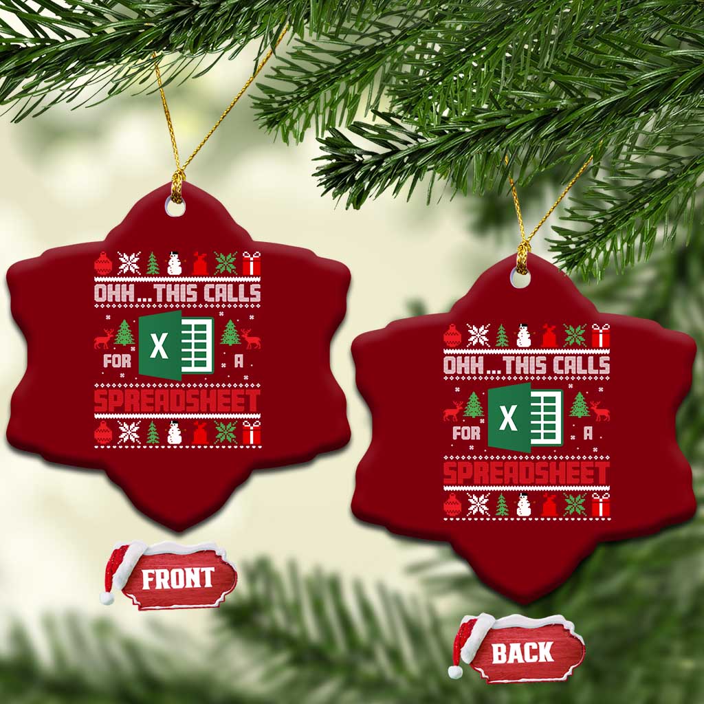 This Calls for a Spreadsheet Christmas Ceramic Ornament Funny Excel Xmas Gift for Data Nerds Accountants - Wonder Print Shop