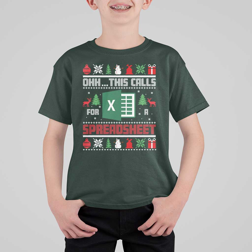 This Calls for a Spreadsheet Christmas T Shirt For Kid Funny Excel Xmas Gift for Data Nerds Accountants - Wonder Print Shop