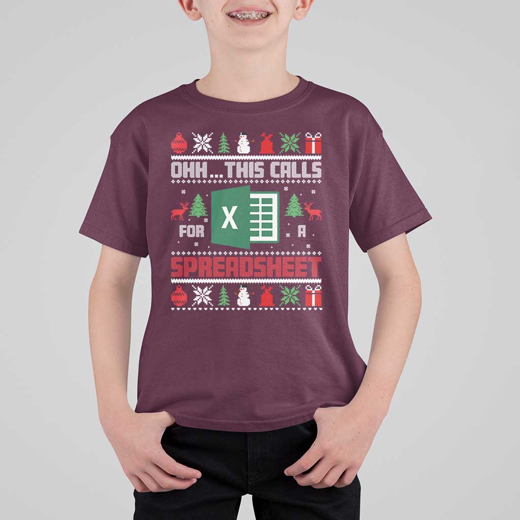 This Calls for a Spreadsheet Christmas T Shirt For Kid Funny Excel Xmas Gift for Data Nerds Accountants - Wonder Print Shop