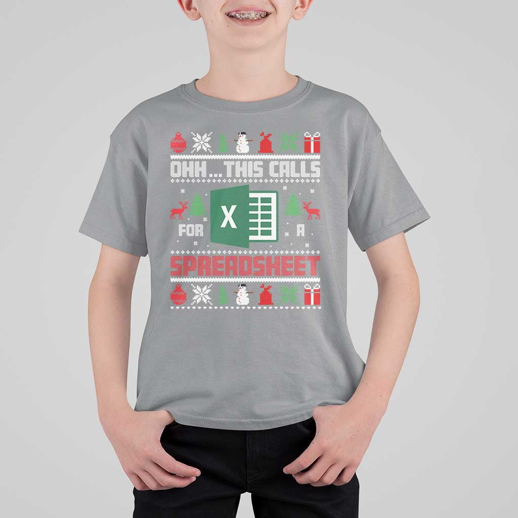 This Calls for a Spreadsheet Christmas T Shirt For Kid Funny Excel Xmas Gift for Data Nerds Accountants - Wonder Print Shop