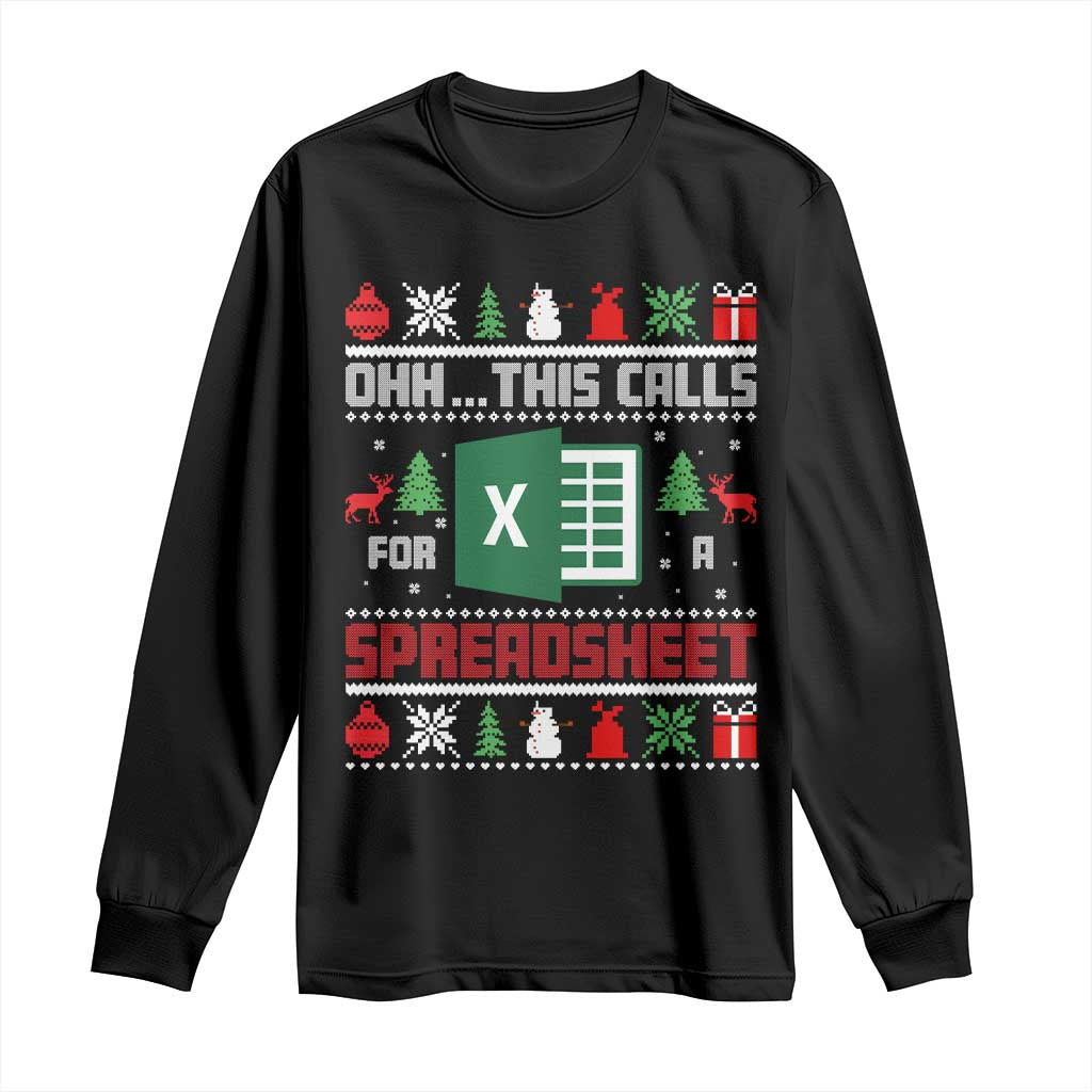 This Calls for a Spreadsheet Christmas Long Sleeve Shirt Funny Excel Xmas Gift for Data Nerds Accountants - Wonder Print Shop