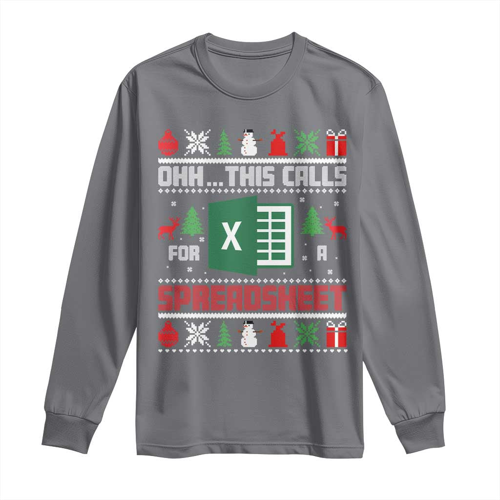 This Calls for a Spreadsheet Christmas Long Sleeve Shirt Funny Excel Xmas Gift for Data Nerds Accountants - Wonder Print Shop