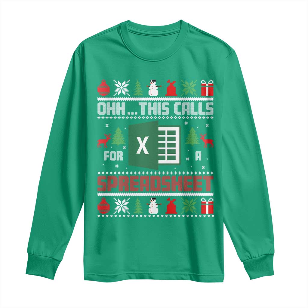 This Calls for a Spreadsheet Christmas Long Sleeve Shirt Funny Excel Xmas Gift for Data Nerds Accountants - Wonder Print Shop