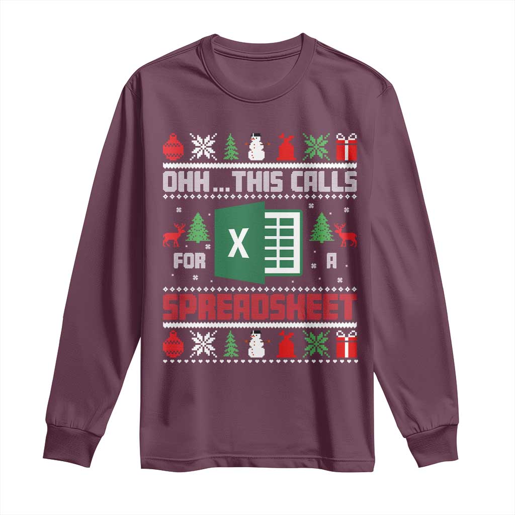 This Calls for a Spreadsheet Christmas Long Sleeve Shirt Funny Excel Xmas Gift for Data Nerds Accountants - Wonder Print Shop