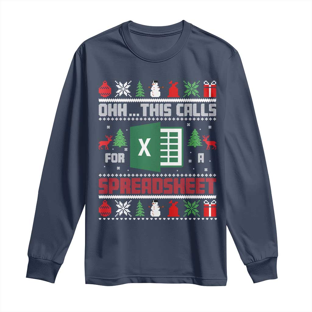 This Calls for a Spreadsheet Christmas Long Sleeve Shirt Funny Excel Xmas Gift for Data Nerds Accountants - Wonder Print Shop