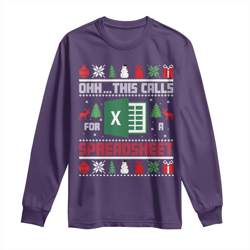 This Calls for a Spreadsheet Christmas Long Sleeve Shirt Funny Excel Xmas Gift for Data Nerds Accountants - Wonder Print Shop