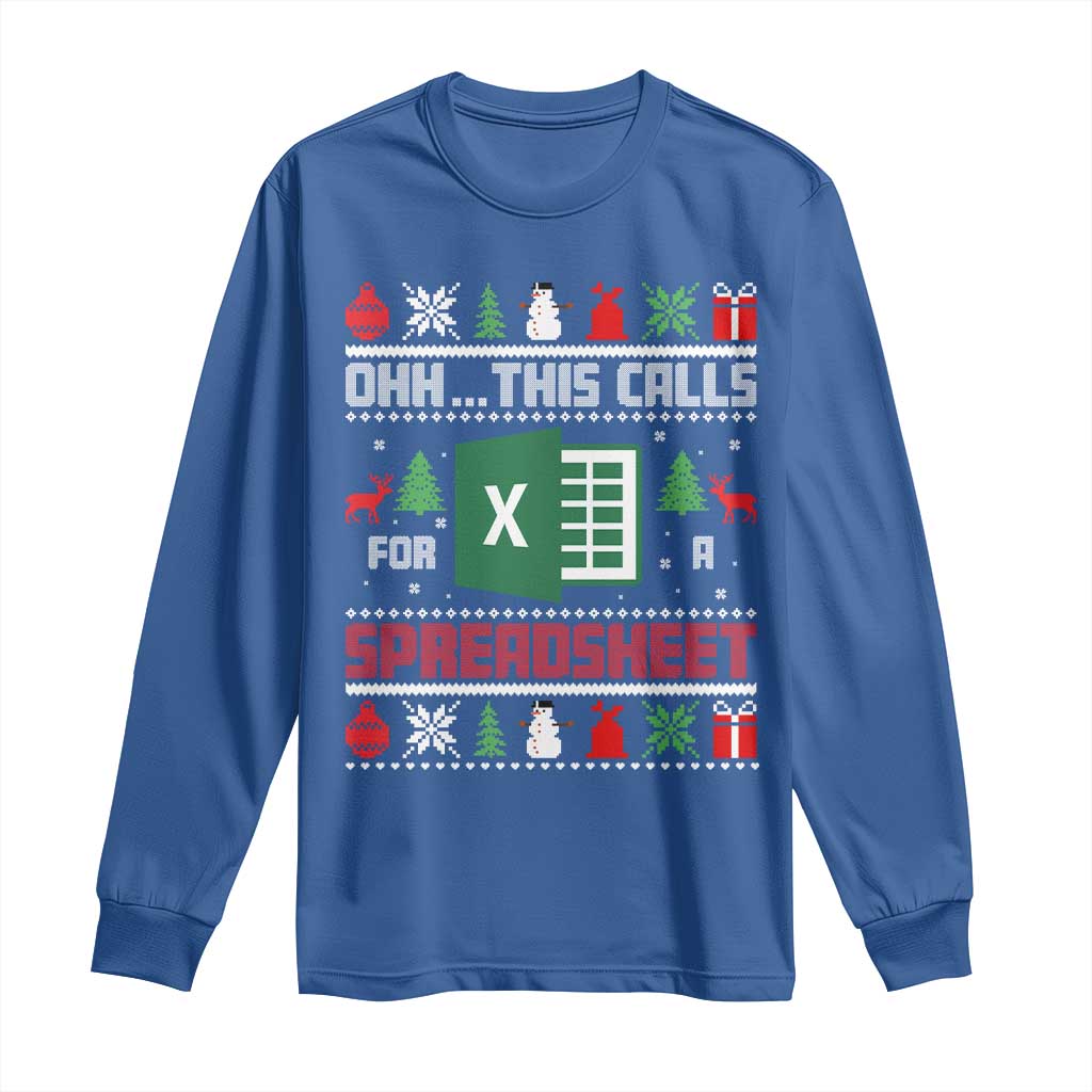 This Calls for a Spreadsheet Christmas Long Sleeve Shirt Funny Excel Xmas Gift for Data Nerds Accountants - Wonder Print Shop