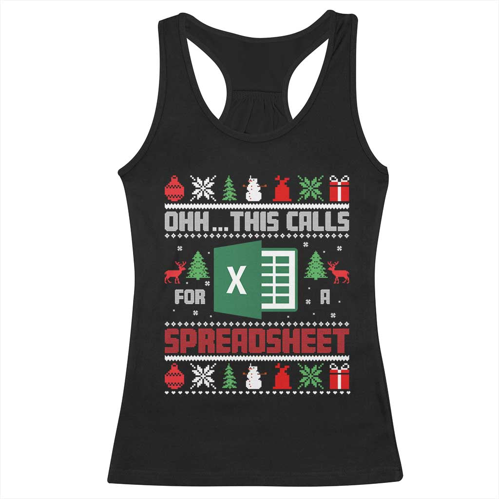 This Calls for a Spreadsheet Christmas Racerback Tank Top Funny Excel Xmas Gift for Data Nerds Accountants - Wonder Print Shop