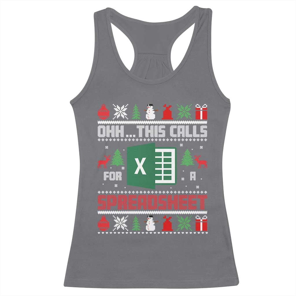 This Calls for a Spreadsheet Christmas Racerback Tank Top Funny Excel Xmas Gift for Data Nerds Accountants - Wonder Print Shop