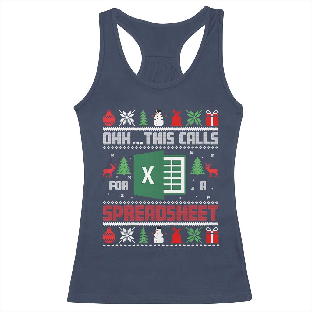 This Calls for a Spreadsheet Christmas Racerback Tank Top Funny Excel Xmas Gift for Data Nerds Accountants - Wonder Print Shop