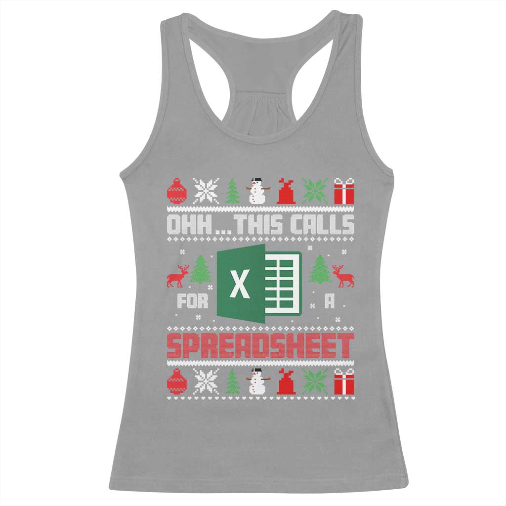 This Calls for a Spreadsheet Christmas Racerback Tank Top Funny Excel Xmas Gift for Data Nerds Accountants - Wonder Print Shop