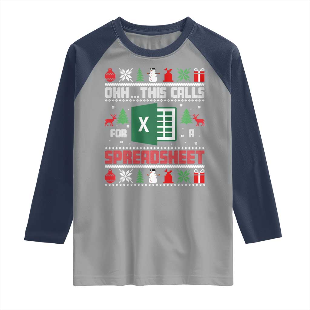 This Calls for a Spreadsheet Christmas Raglan Shirt Funny Excel Xmas Gift for Data Nerds Accountants - Wonder Print Shop