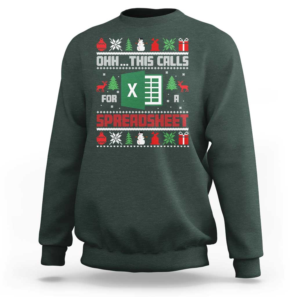 This Calls for a Spreadsheet Christmas Sweatshirt Funny Excel Xmas Gift for Data Nerds Accountants - Wonder Print Shop