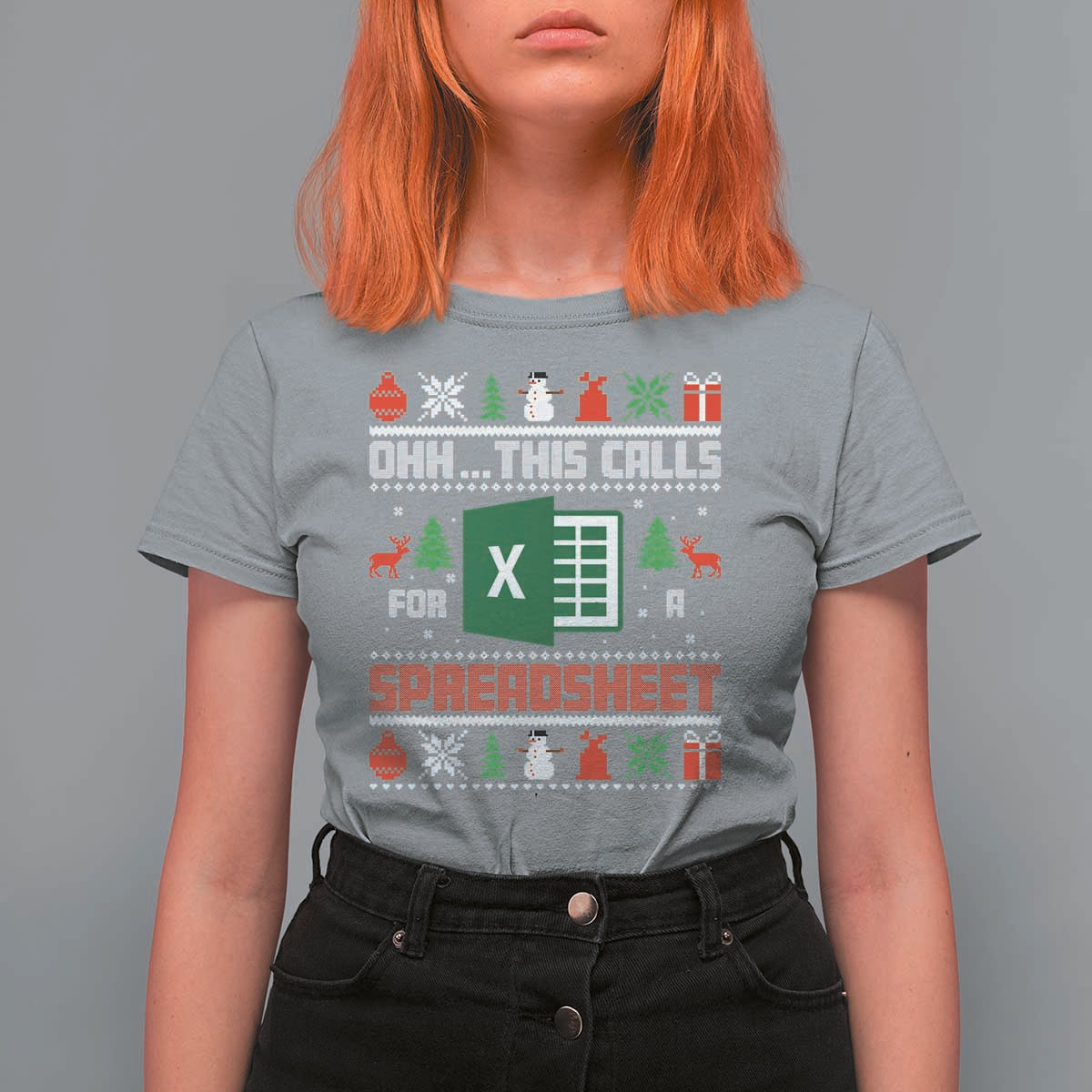 This Calls for a Spreadsheet Christmas T Shirt For Women Funny Excel Xmas Gift for Data Nerds Accountants - Wonder Print Shop