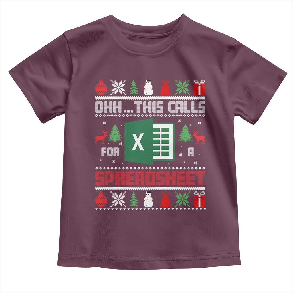 This Calls for a Spreadsheet Christmas Toddler T Shirt Funny Excel Xmas Gift for Data Nerds Accountants - Wonder Print Shop