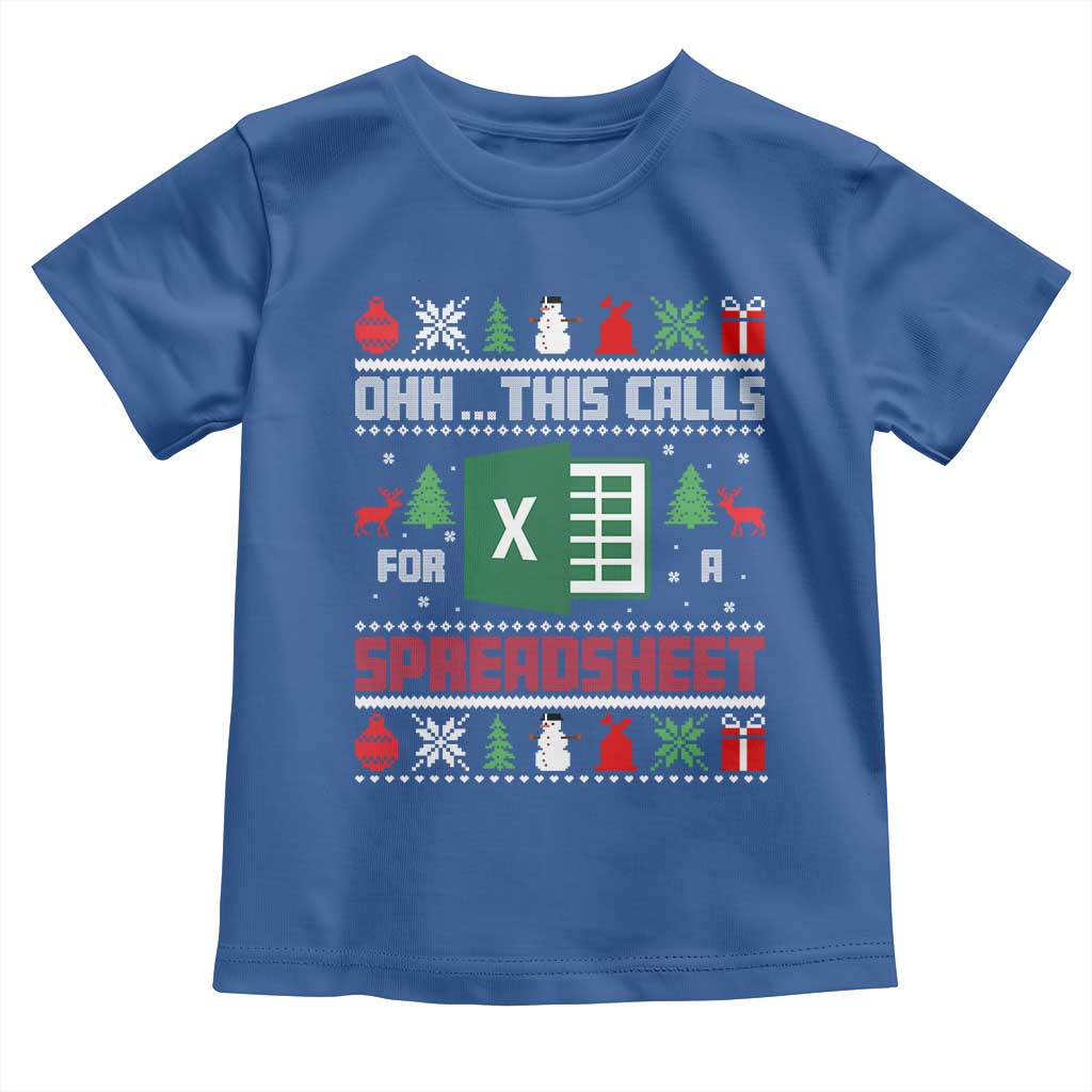 This Calls for a Spreadsheet Christmas Toddler T Shirt Funny Excel Xmas Gift for Data Nerds Accountants - Wonder Print Shop