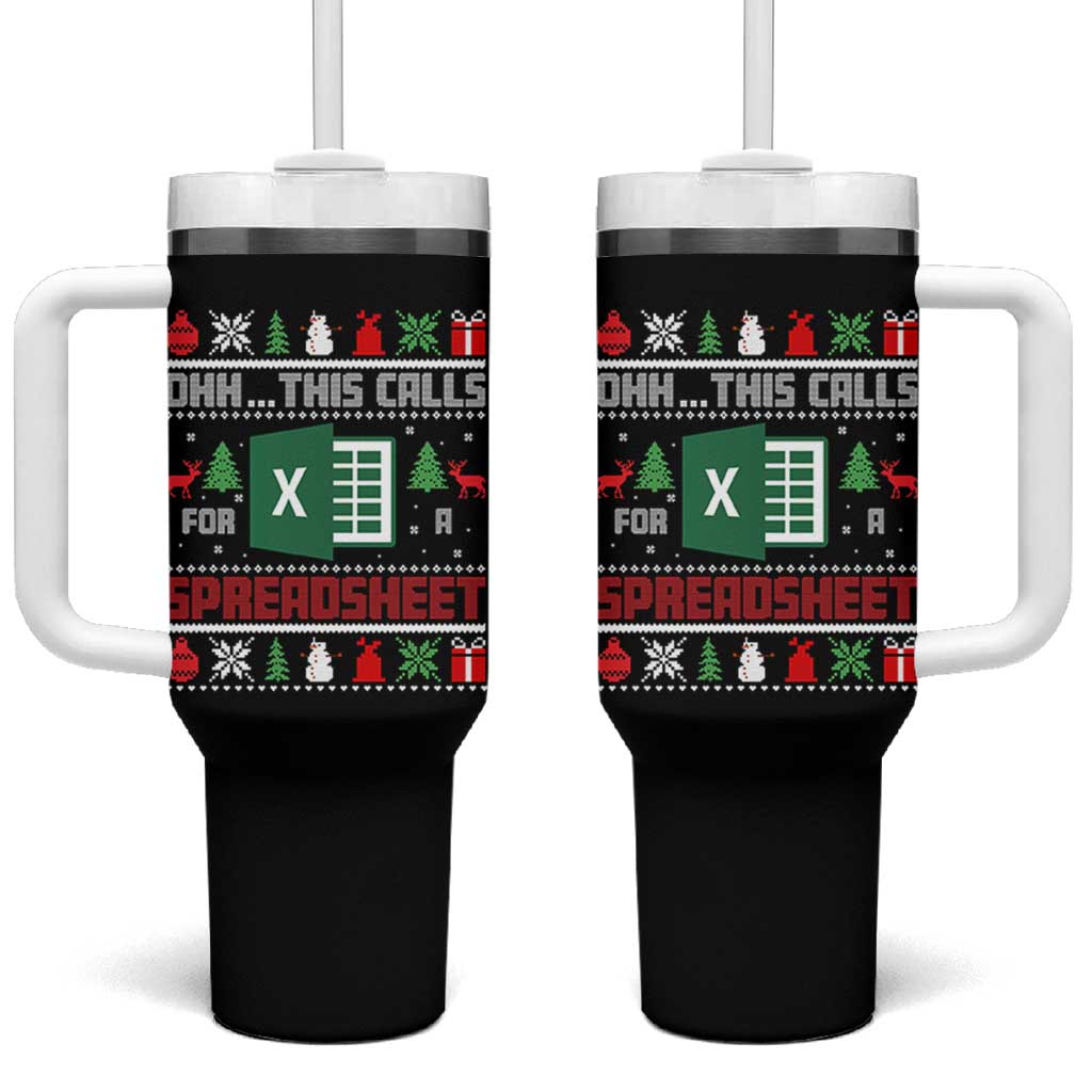 This Calls for a Spreadsheet Christmas Tumbler With Handle Funny Excel Xmas Gift for Data Nerds Accountants - Wonder Print Shop
