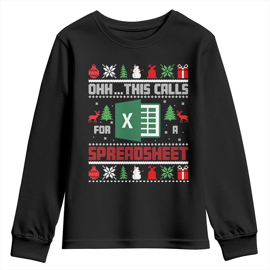 This Calls for a Spreadsheet Christmas Youth Sweatshirt Funny Excel Xmas Gift for Data Nerds Accountants - Wonder Print Shop