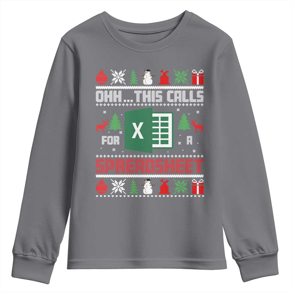This Calls for a Spreadsheet Christmas Youth Sweatshirt Funny Excel Xmas Gift for Data Nerds Accountants - Wonder Print Shop