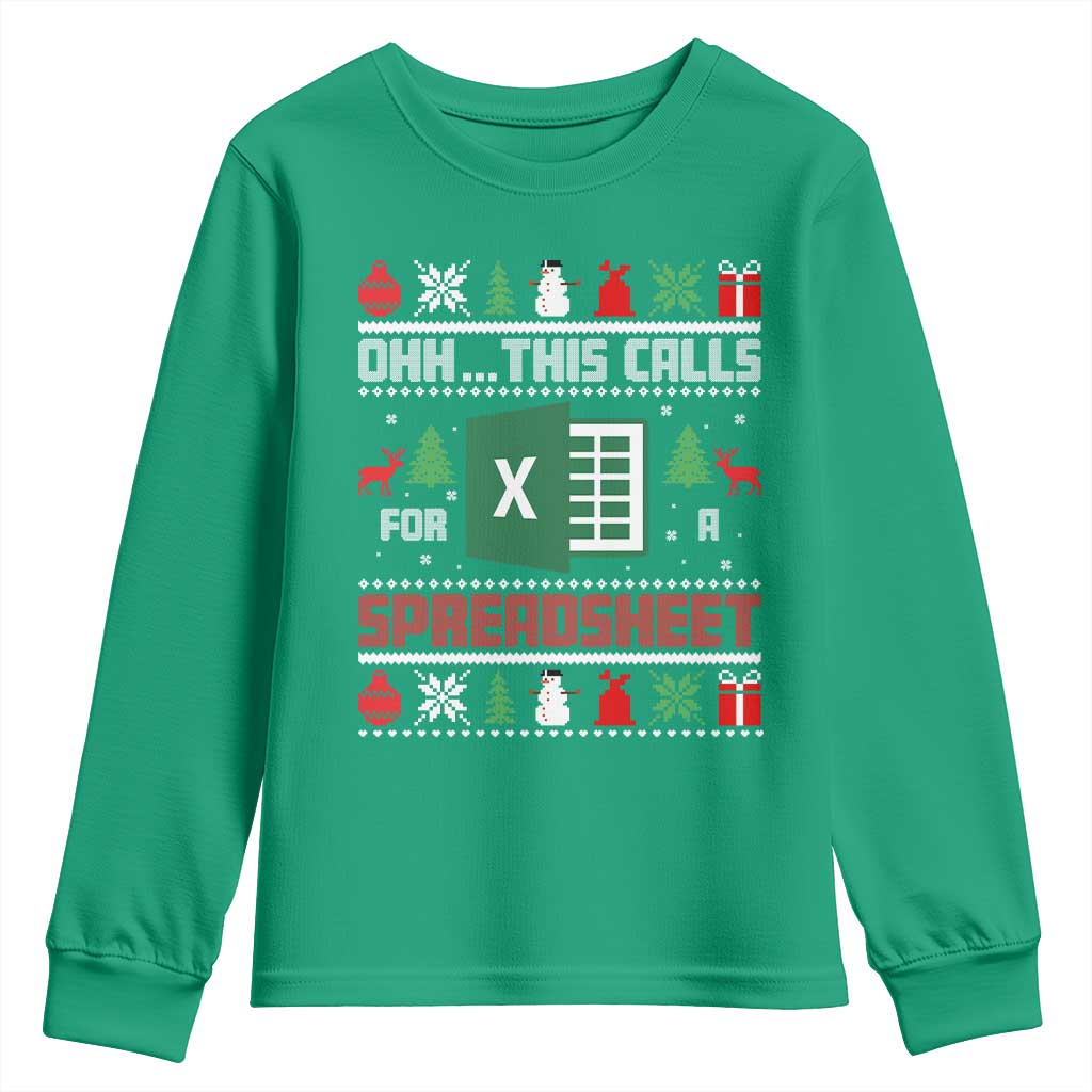 This Calls for a Spreadsheet Christmas Youth Sweatshirt Funny Excel Xmas Gift for Data Nerds Accountants - Wonder Print Shop
