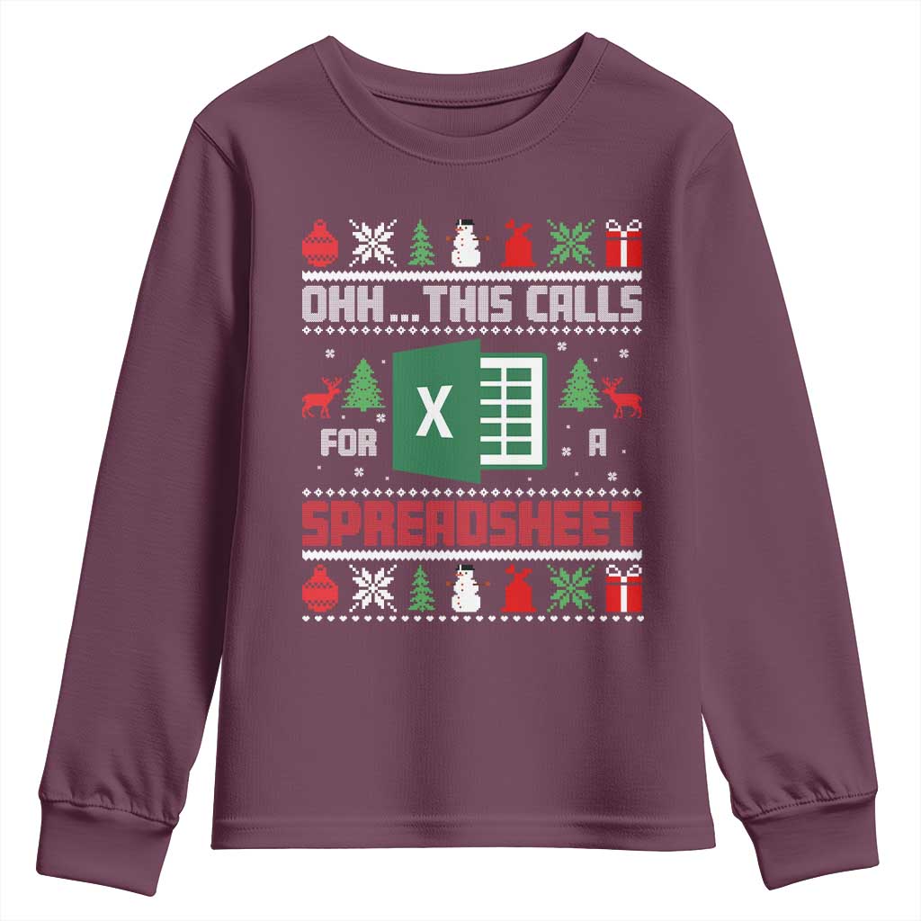 This Calls for a Spreadsheet Christmas Youth Sweatshirt Funny Excel Xmas Gift for Data Nerds Accountants - Wonder Print Shop