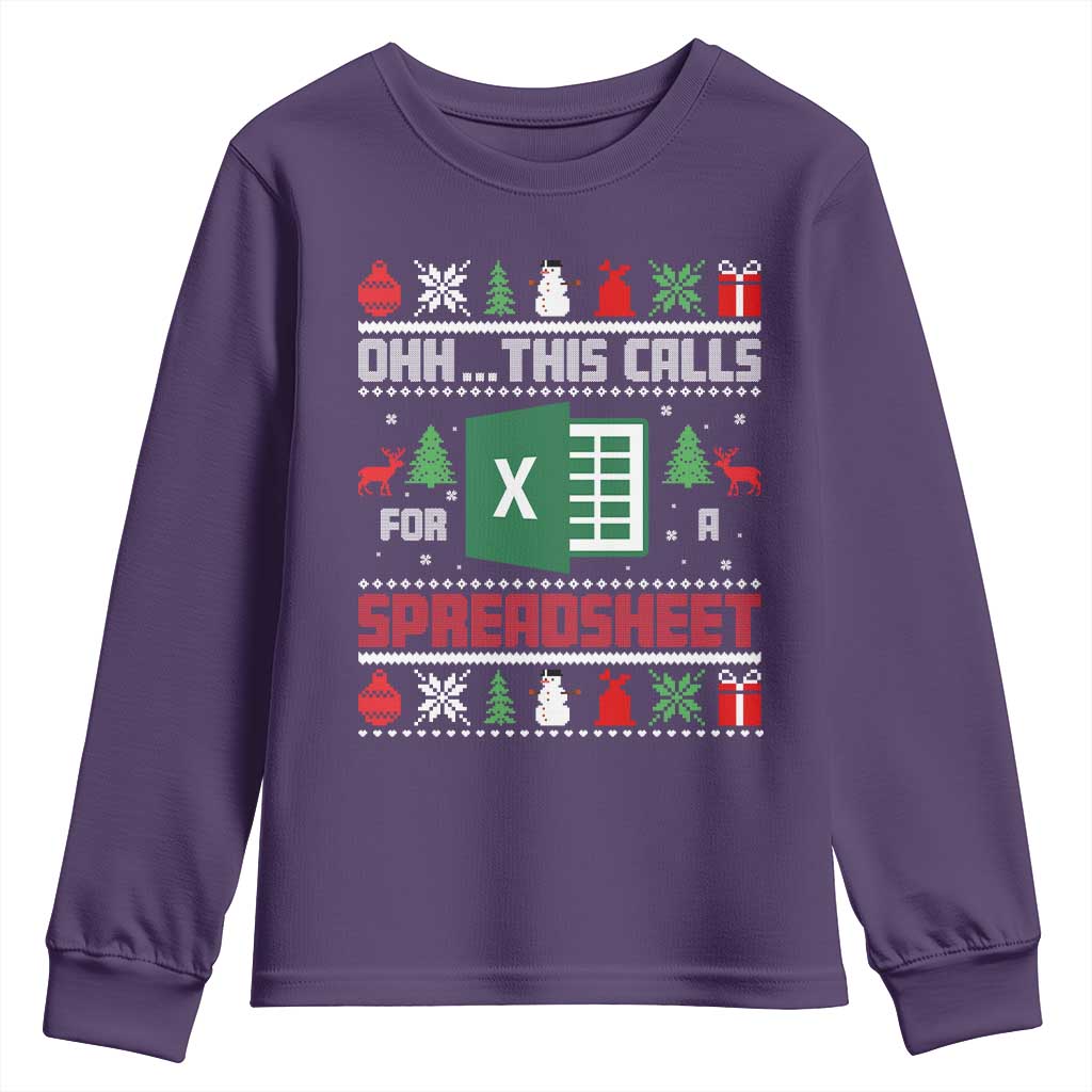 This Calls for a Spreadsheet Christmas Youth Sweatshirt Funny Excel Xmas Gift for Data Nerds Accountants - Wonder Print Shop