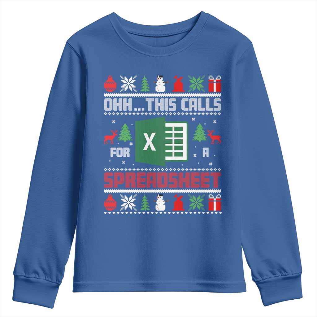 This Calls for a Spreadsheet Christmas Youth Sweatshirt Funny Excel Xmas Gift for Data Nerds Accountants - Wonder Print Shop